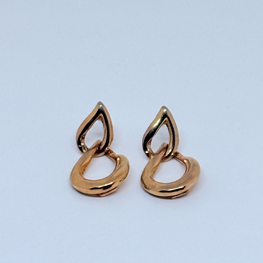 Elegant Gold-Tone Link Earrings SCO Vintage - Picture 2 of 11